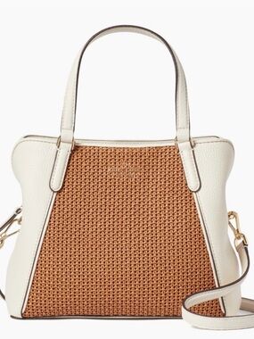 kate spade Cream and Tan Woven Straw Crossbody Tote